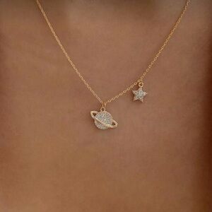 ⚠️Clearance Gold Planet and Star Pendant Necklace